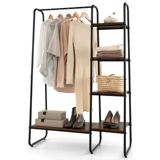 Costway Metal Garment Rack Free Standing Closet Organizer w 5