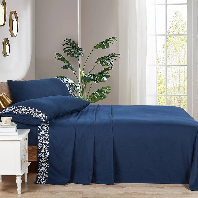 Serenta 4-piece Luxury Embroidered Bed Sheet Set