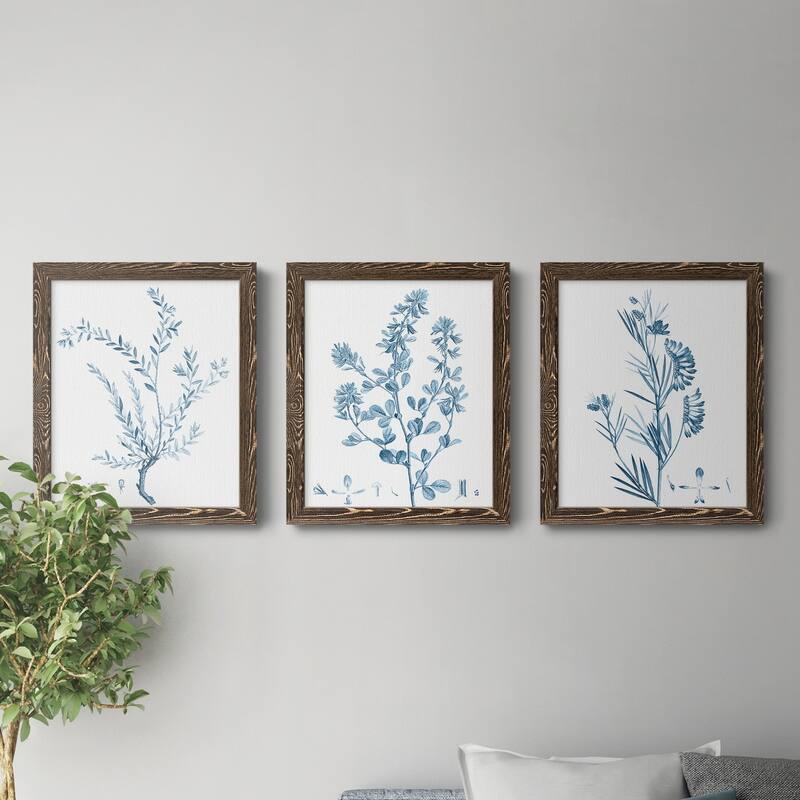 Antique Botanical in Blue VII-Premium Framed Canvas - Ready to Hang - Multi-Color