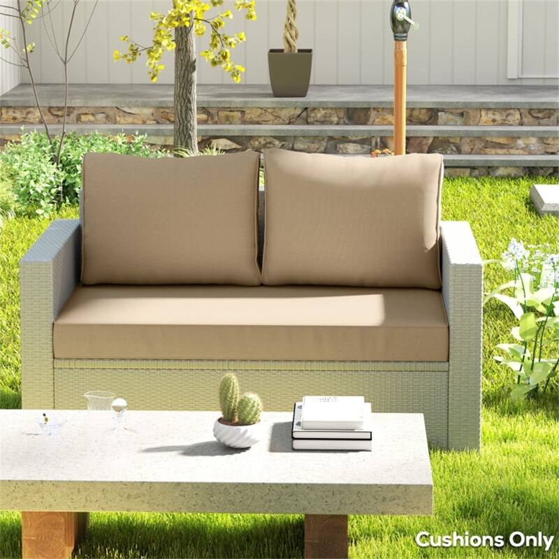 Fabric Outdoor Cushion Set with Washable Covers - Seat Cushion: 45.9" L x 26" W x 4.9" H