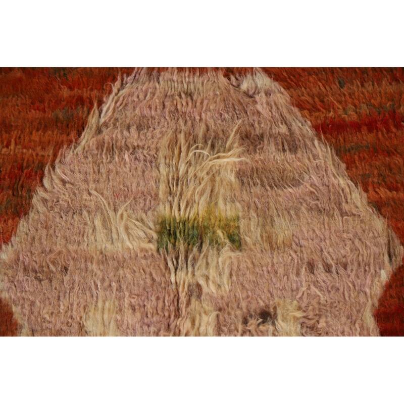 Hand Knotted Oriental 100% Wool Carpet Modern Tribal Oranges & Rust Moroccan Area Rug - 7' 8'' X 5' 6''