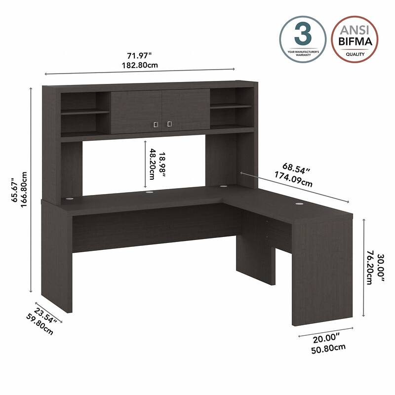 Echo 72W L Shaped Computer Desk with Hutch by Bush Business Furniture