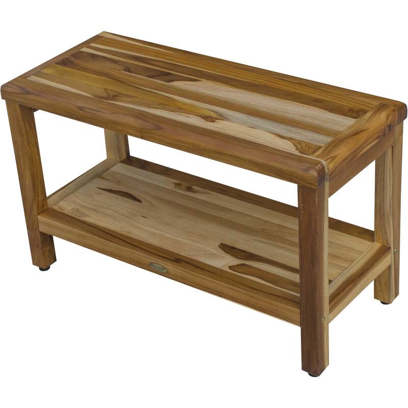 Compact Rectangular Teak Shower / Outdoor with Shelf in Natural Finish