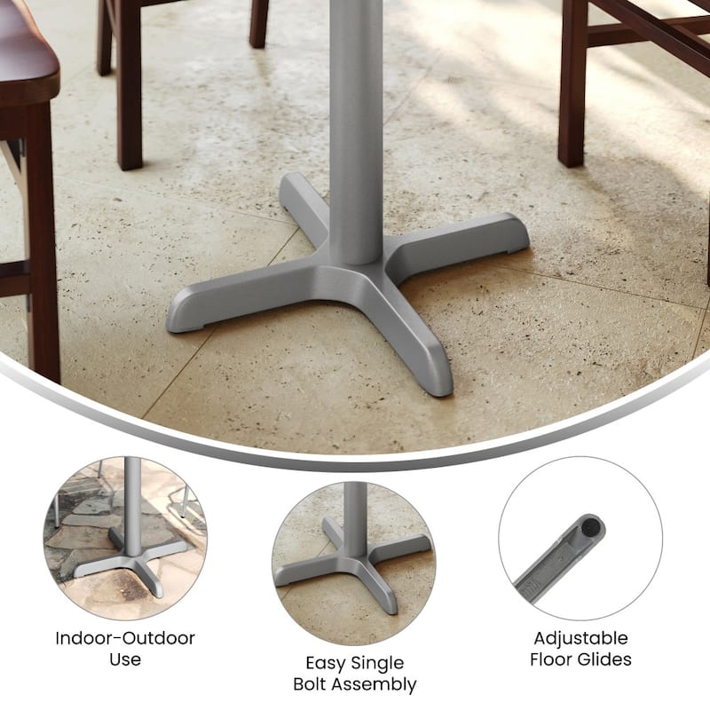 22" x 22" Restaurant Table X-Base with 3" Dia. Table Height Column - 22"D x 22"W x 28"H