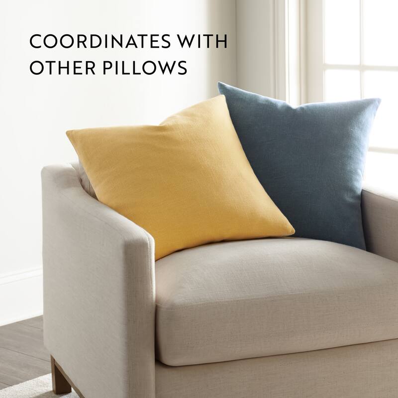 Washed and Distressed Cotton Decor Throw Pillow in Stone Washed