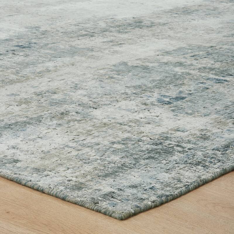 Urban Distress Abstract Blue Handmade Area Rug