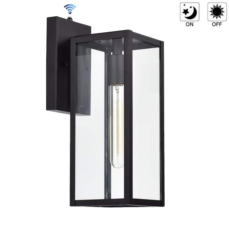 2 Pack 14.5''H Tempered Glass Outdoor Wall Lantern with Dusk to Dawn