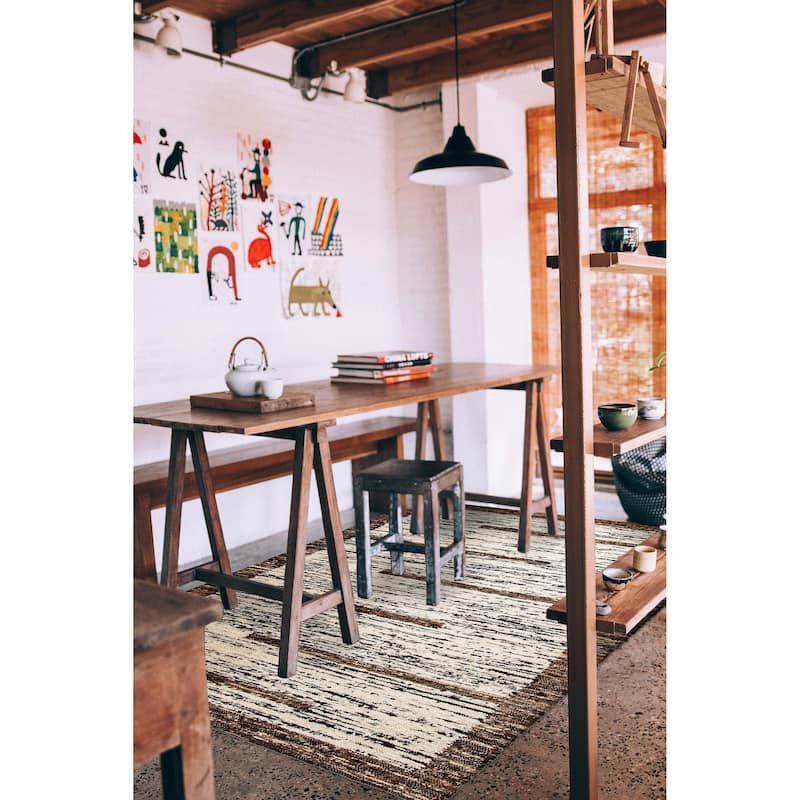 ECARPETGALLERY Braid weave Sienna Cream Wool Rug - 5'5 x 7'7