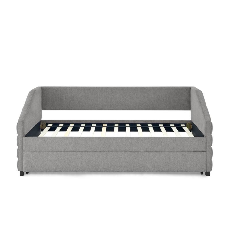 Twin Linen Tufted Daybed with Trundle