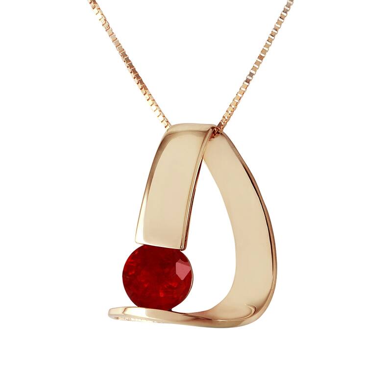 1.50 Carat 14K Solid Gold Modern Elegant Necklace w/ Natural Ruby - 20 Inch - Yellow