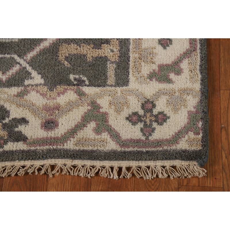 Gray Oushak Oriental Runner Rug Hand-Knotted Hallway Wool Carpet - 2'8"x 11'9"