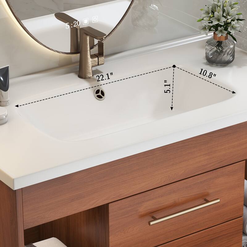 35.4" Single Bathroom Vanity with Integrated Ceramic Undermount Sink