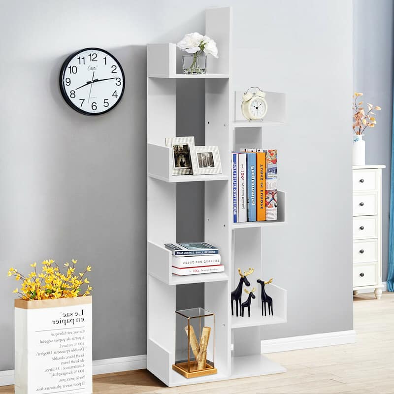 Gymax 8-Tier Bookshelf Bookcase w/8 Open Compartments Space-Saving - 57'' X 20'' X 10''
