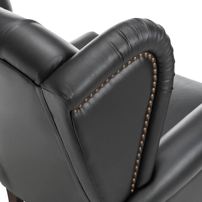 Alex Classic Wingback Leather Armchair with Nailhead Trim Set of 2 by HULALA HOME
