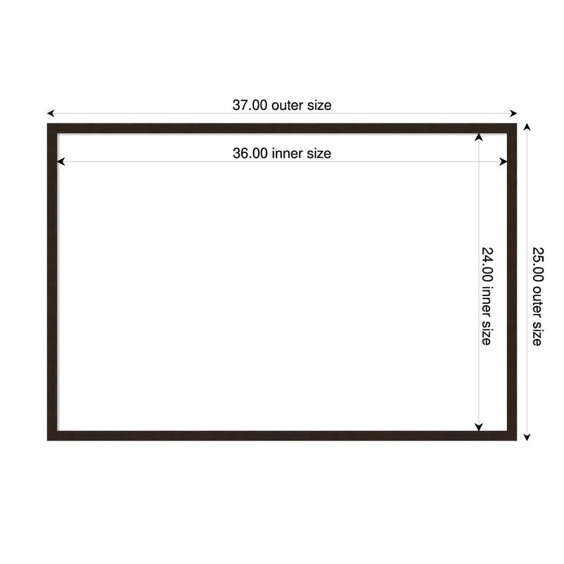 Amanti Art Carlisle Blonde Narrow Framed Dry Erase Magnetic Board - 37 x 25 in - Carlisle Espresso Narrow