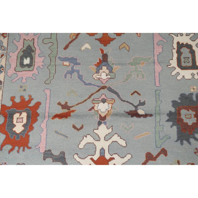 Transitional Gray Oushak Oriental Area Rug Handmade Wool Carpet - 8'1"x 9'10"