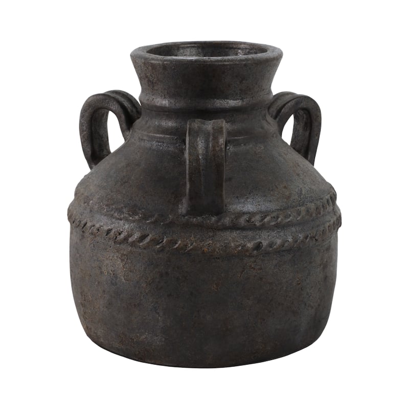 Terracotta Vase Rustic Textured Design Double Handles for Modern Space