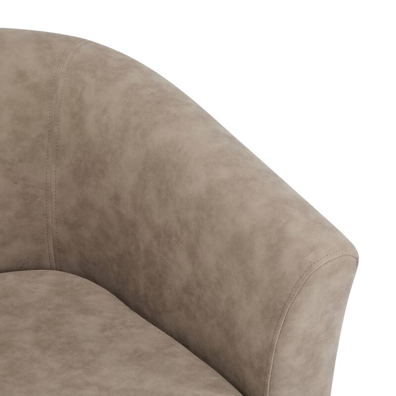 Roomfitters Wilmore Faux Leather Swivel Barrel Accent Chair, Modern 360-Degree Lounge Seating