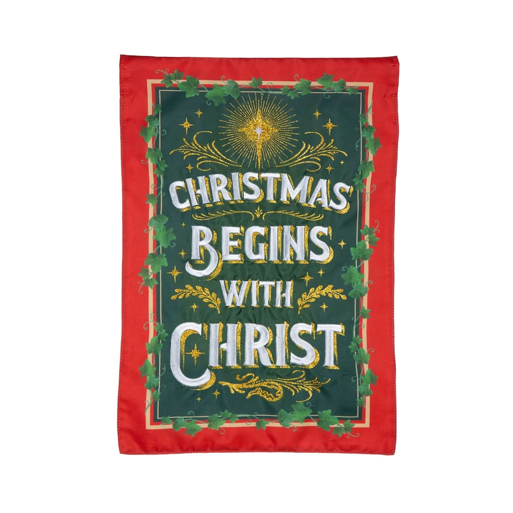 Christmas Begins with Christ Applique Garden Flag - Multi - Color