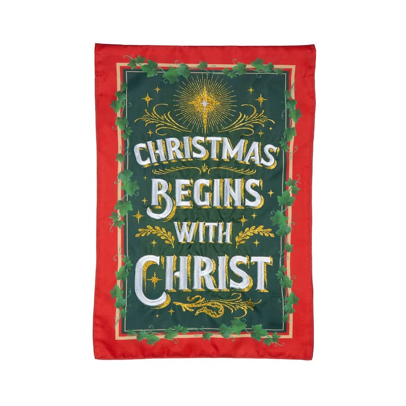 Christmas Begins with Christ Applique Garden Flag - Multi - Color