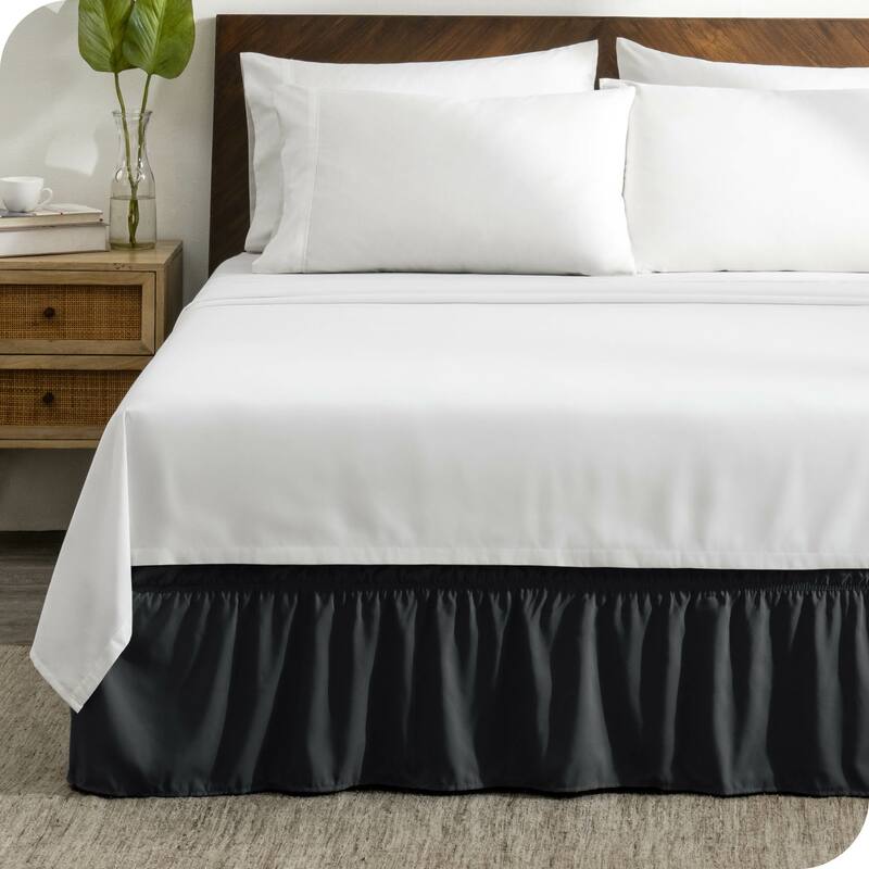 Bare Home Adjustable Wrap Around Bed Skirt - Queen - Black