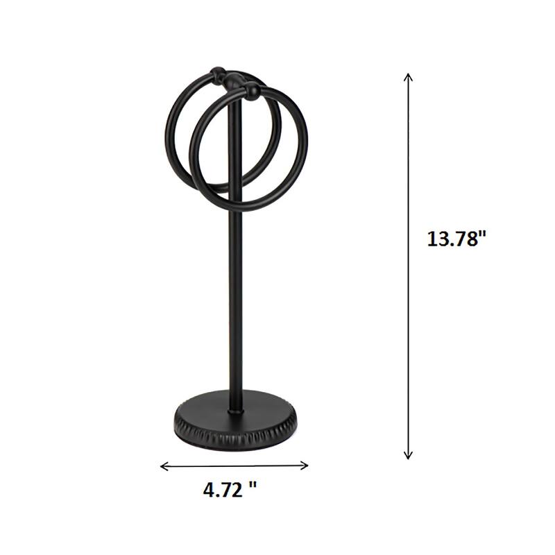 Matte Black Stainless Steel Double Ring Fingertip Towel Holder With Heavy Base
