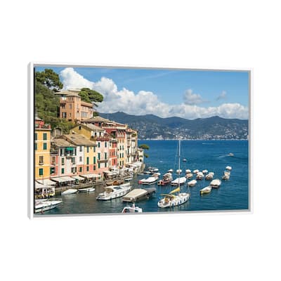 iCanvas "Portofino Yacht Harbour In Summer, Genoa, Italy" by Jan Becke Framed Canvas Print