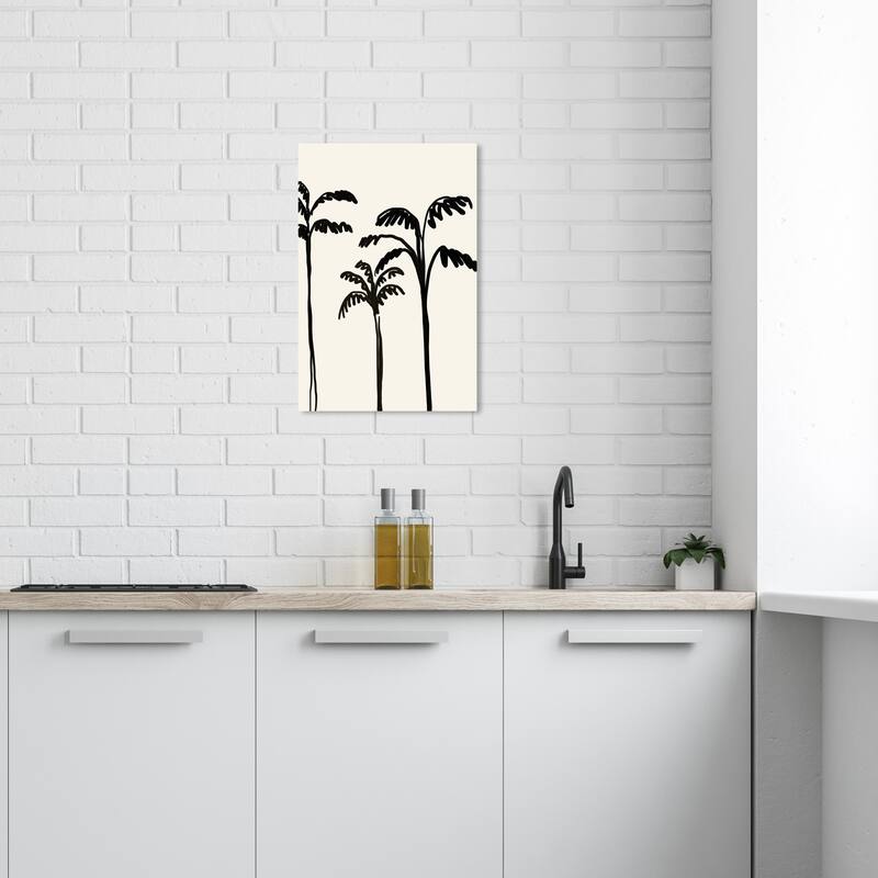 Wynwood Studio Canvas Floral and Botanical Palms Minimalist Black and Modern & Contemporary Wall Art Canvas Print - 24 x 16