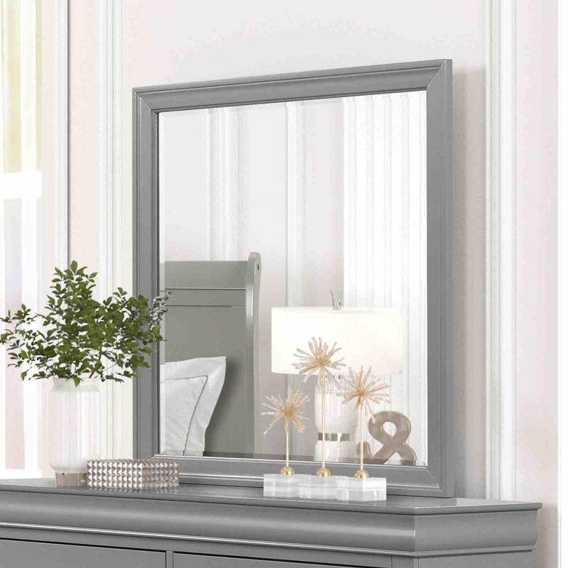 Transitional Gray Finish Sleigh Design 4 Piece Bedroom Furniture Set