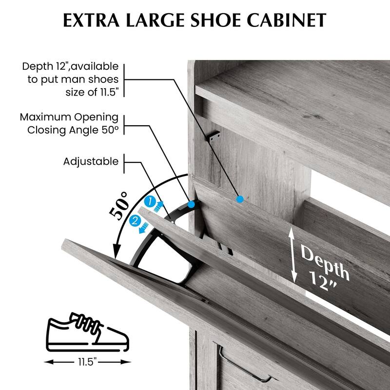 Shoe Cabinet with 4 Flip Drawer - 4 Flip Drawers