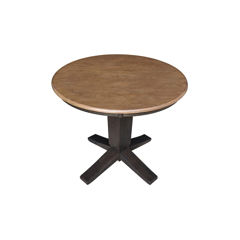 36 in Solid Wood Round Top Pedestal Dining Table