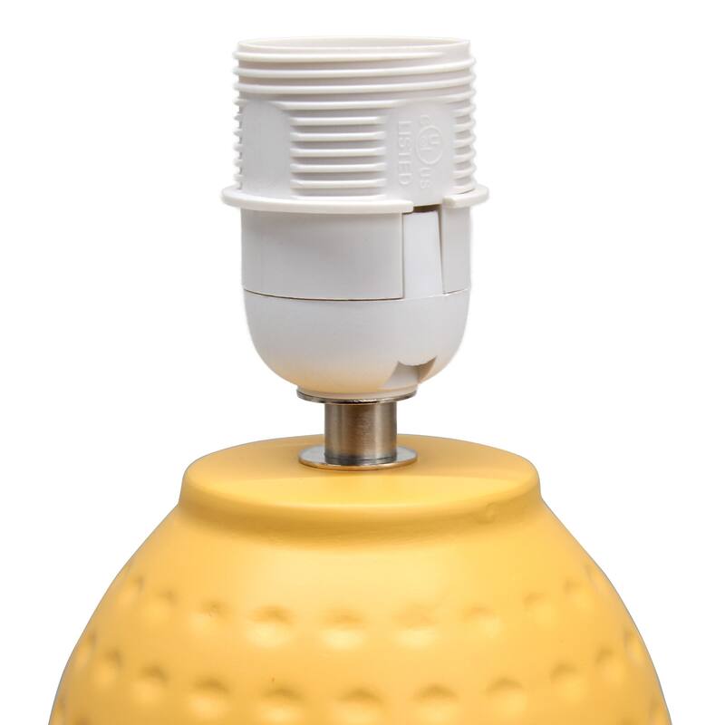 Petite Dimpled Ceramic Table Lamp with Tapered Shade - 12.5" - Yellow