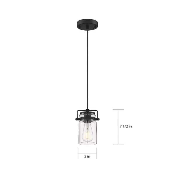 Antebellum 1-Light Mini Pendant Fixture Matte Black Finish with Clear Glass