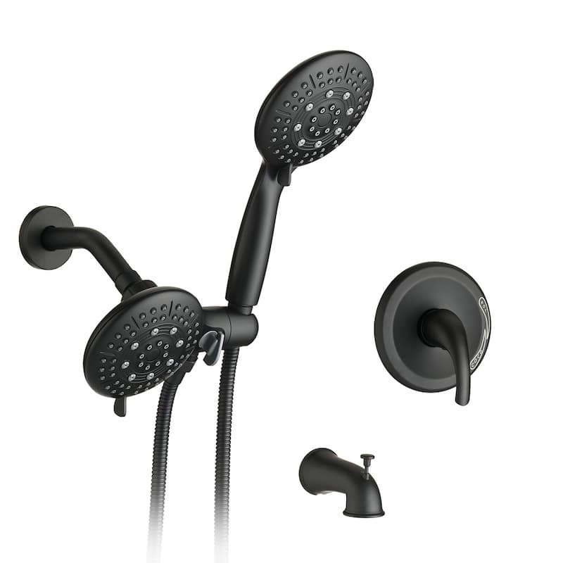 Proox Rainfall Shower Faucet 7 Sprayer w/ Hand Shower Tub Spout Valve Included - Matte Black