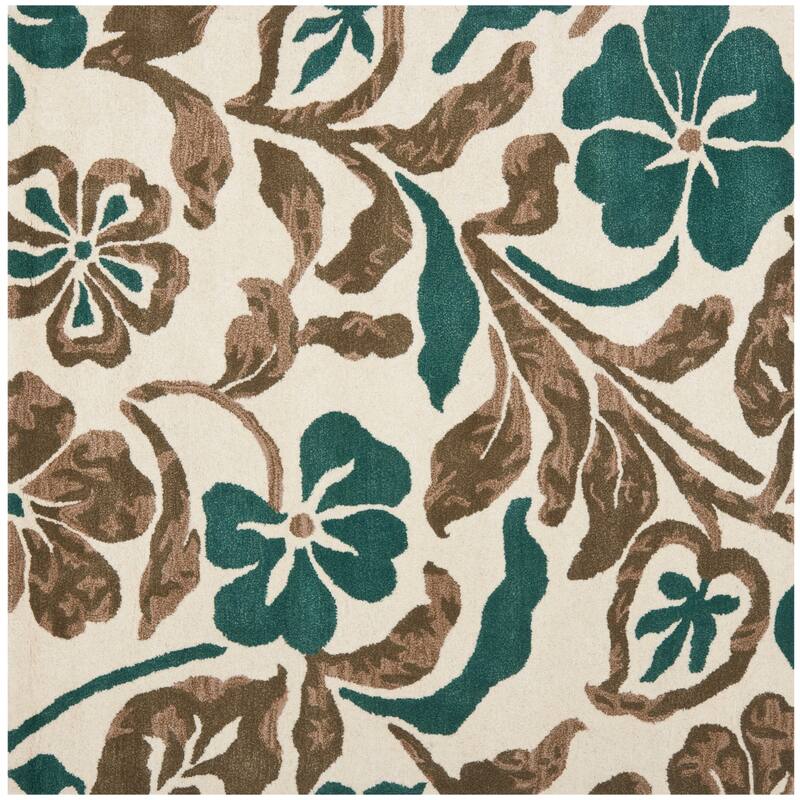 SAFAVIEH Handmade Soho Momoko Floral N.Z. Wool Rug - 6' Square - Ivory/Multi - Square