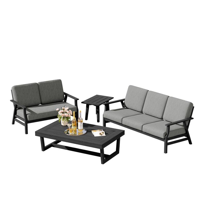 Arthur 4-Piece Teak Wood Patio Conversation Set