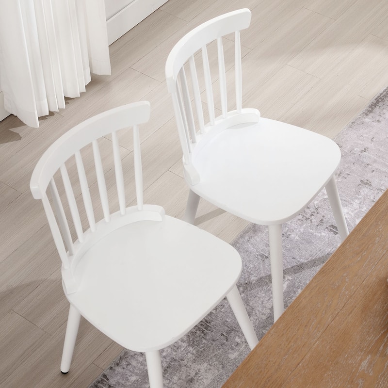 Solid Wood Spindle Back Windsor Dining Chairs Set of 2 - 33.3"H x 17.72"W x 19.7"D