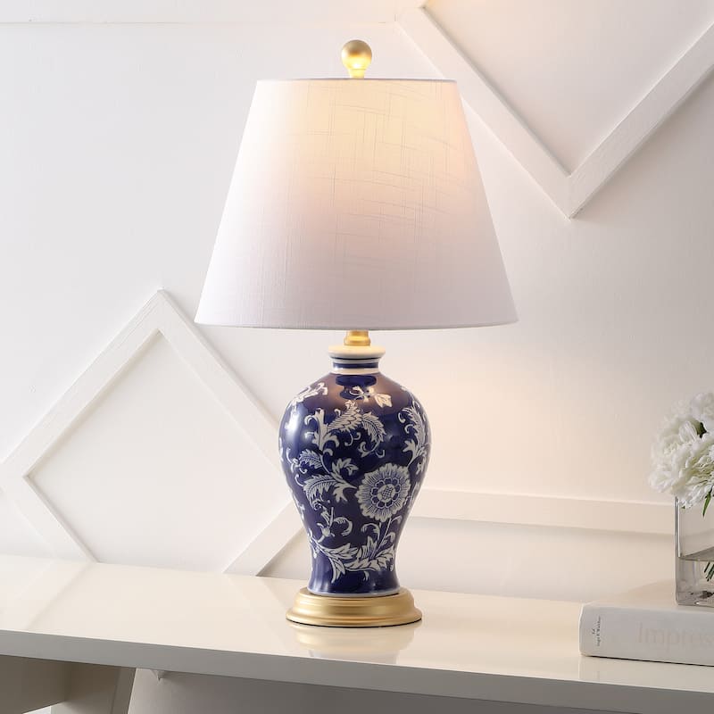 Grace 24" Floral LED Table Lamp, Multi/Brass by JONATHAN Y