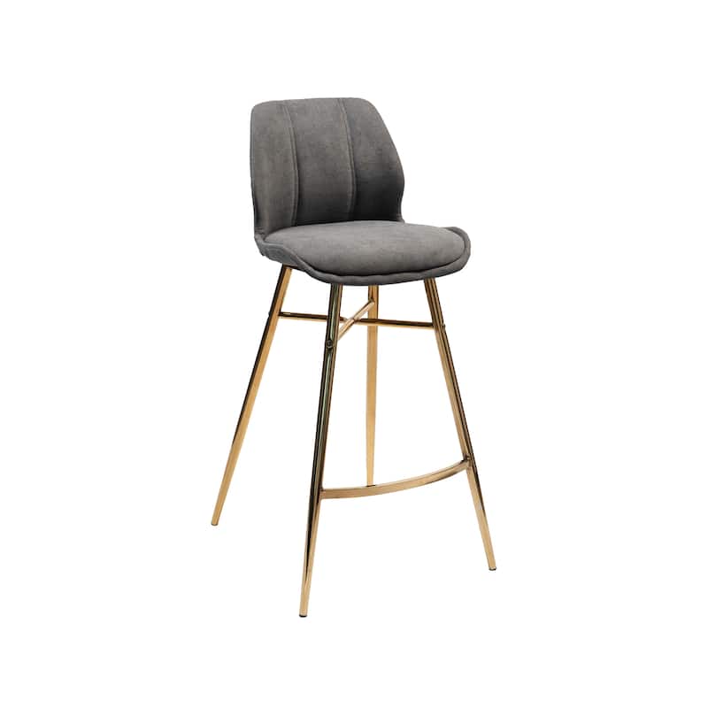 Porthos Home Cala Bar Stools Set of 2, Velvet Upholstery, Gold Chrome Legs
