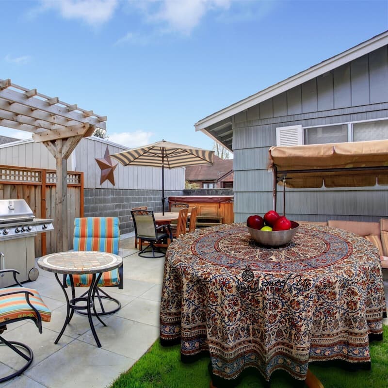 Rustic Soft Paisley Floral Block Print Cotton Tablecloth Collection