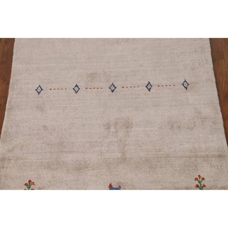 Modern Gabbeh Indian Foyer Rug Handmade Silk Carpet - 2'10"x 4'11"
