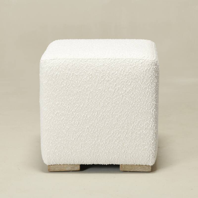 KINWELL 18.5" W Square Boucle Upholstered Ottoman Entryway Footstool