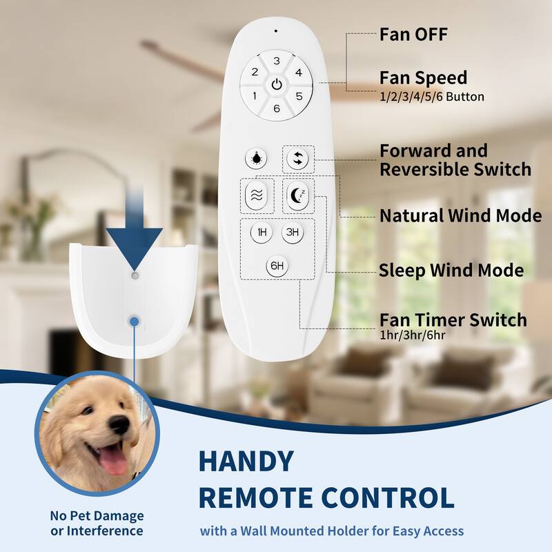 52"Mordern Rustic Elegance Solid Wood Blades Low Profile Flush Mount Ceiling Fan without Light