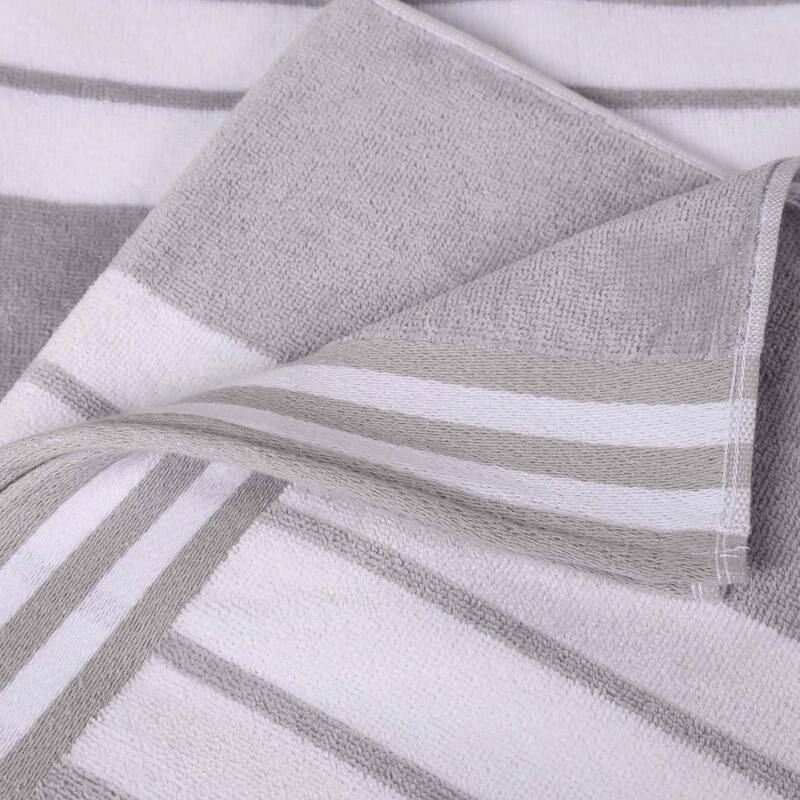 Superior Striped Large Oversized Cotton Beach Towel - Set of 2