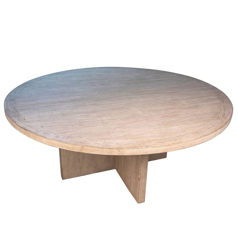 Landon Round Reclaimed Pine Natural Finish Dining Table with Cross Base