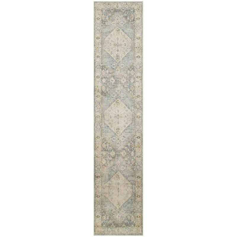 Meta Power Loomed Distressed Floral Low Pile Area Rug By HomeRoots - 96' X '26' X '0.25
