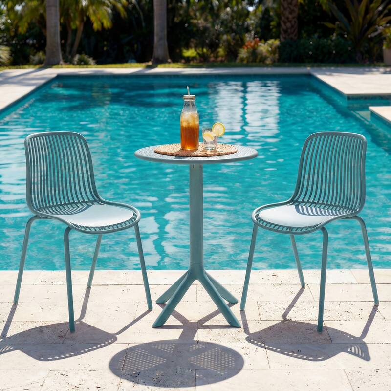 Christopher Knight Home - Eldred Modern 3-Piece Outdoor/Indoor Patio Bistro Set with Dining Chairs & Compact Round Bistro Table