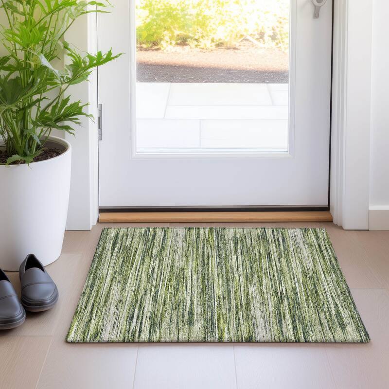 Premium Washable Super Soft Ombre Stripes Mayfield Rug - Olive - 1'8" x 2'6"
