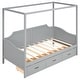 preview thumbnail 9 of 15, Twin Size Wooden Canopy Bed Daybed with 3 in 1 Storage Drawers and Headboard, Wood Frame Guardrail Bed