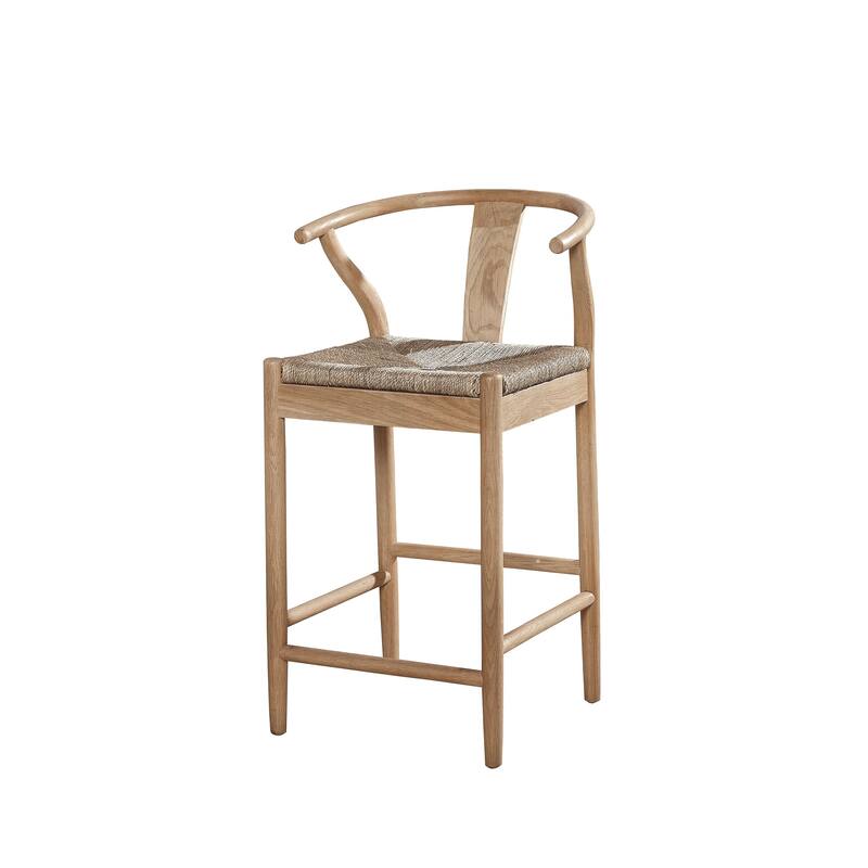 Wish-bone Mid-Century Steam Bent Oak Counter Stool - 24-inch Seat
